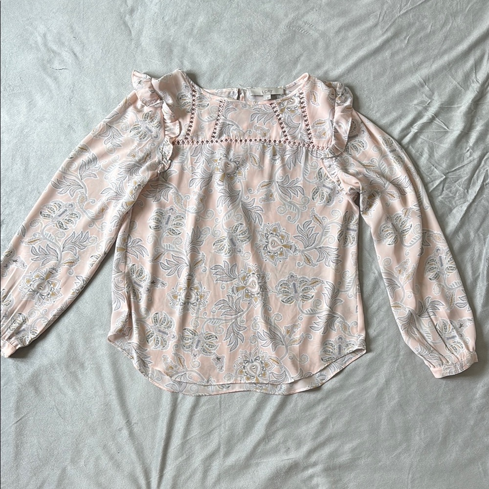 LOFT Light Pink Floral Blouse